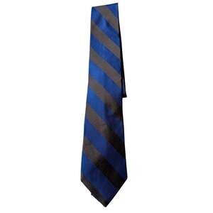 Vintage Tommy Hilfiger Men's Silk Tie Blue Gold Stripe Made USA Necktie